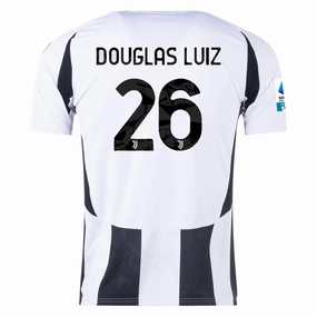 adidas Juventus Douglas Luiz Home Jersey w/ Serie A Patch 24/25 (White/Black) Fit Tech Breathable knit