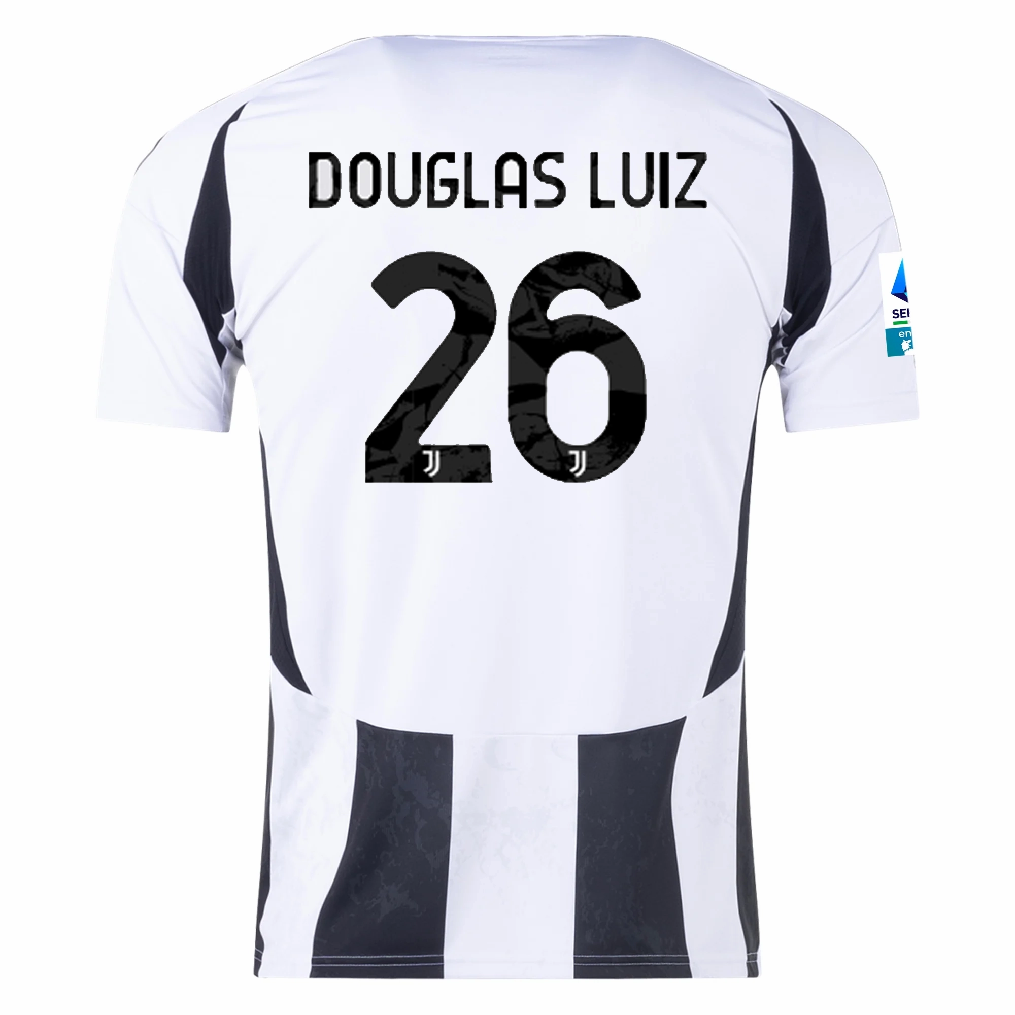 adidas Juventus Douglas Luiz Home Jersey w/ Serie A Patch 24/25 (White/Black) Jacquard Knit Abrasion Free Design