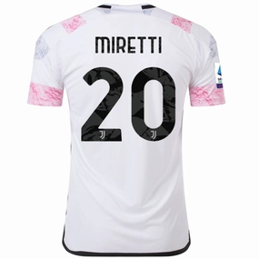 adidas Juventus Leonardo Miretti Away Jersey w/ Serie A 23/24 (White) Mesh Design Moisture Lock Layer