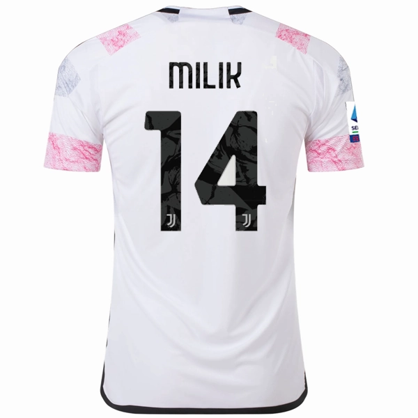 adidas Juventus Milik Away Jersey w/ Serie A 23/24 (White) Classic Fit Form Fit