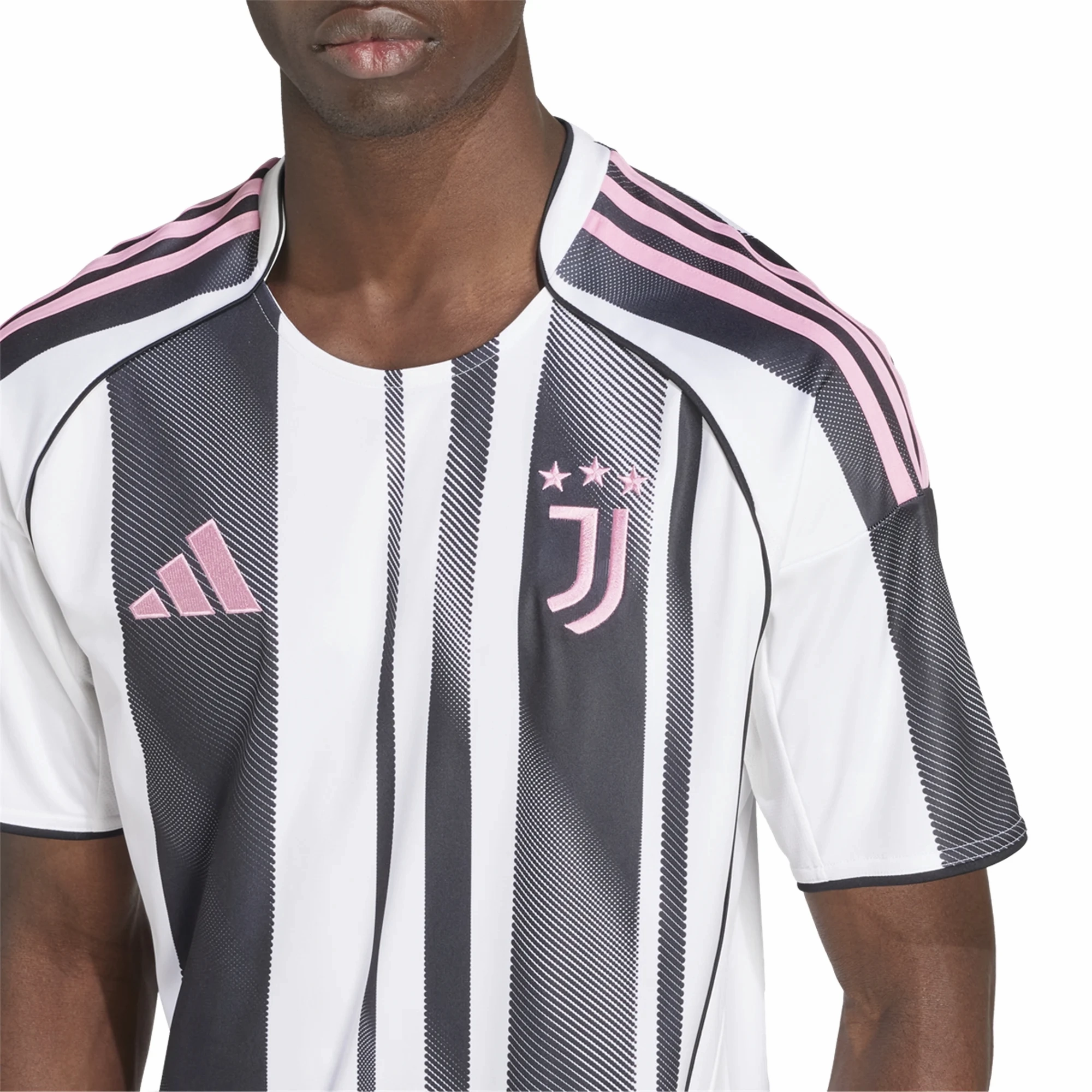 adidas Juventus Weston McKennie Home Jersey w/ Club World Cup Patches 25/26 (White/Black/Pink) Sporty Layers