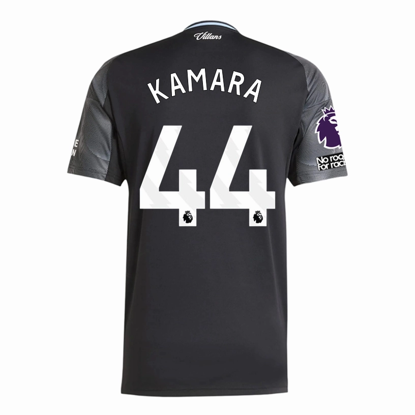 Light Training Performance Driven Design adidas Kamara Men's Aston Villa 25/26 Away Jersey w/ EPL   NRFR Patches (Black/Global Blue)