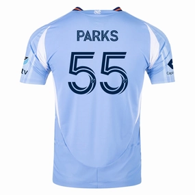 adidas Keaton Parks New York City FC Authentic Home Jersey 25/26 w/ MLS Patches (Bahia Light Blue) Non Chafing Stitch System Stretch Comfort
