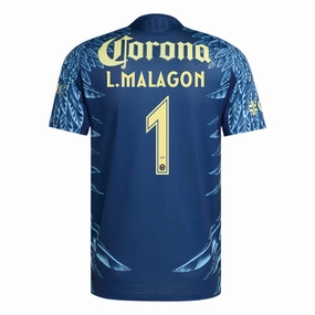 adidas L. Malagon Men's Club Am??rica 25/26 Authentic Away Jersey (Blue) Irregularity Balanced Weave
