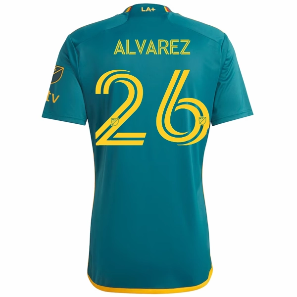 Fan Approved Wicking Properties adidas LA Galaxy Alvarez Away Jersey w/ MLS   Apple TV Patches 23/24 (Green/Yellow)