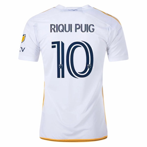 adidas LA Galaxy Riqui Puig Home Jersey w/ MLS   Apple TV Patches 24/25 (White/Yellow/Navy) UV Protective Material