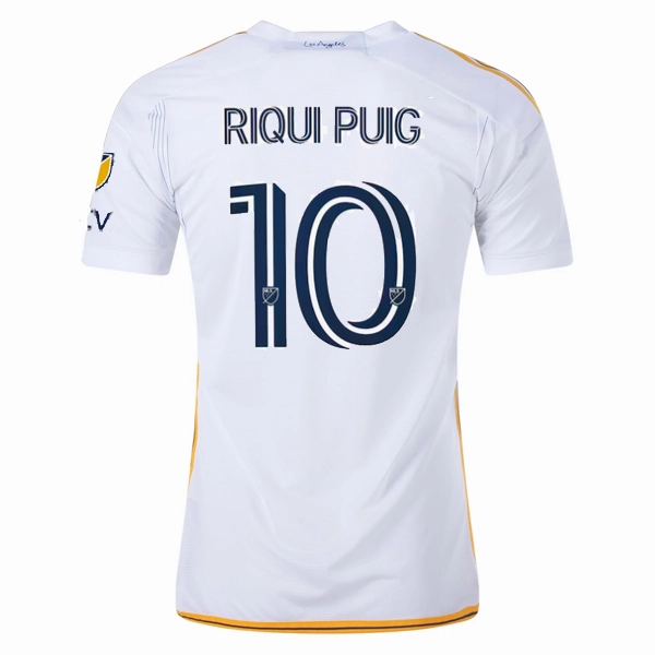 Durable Double Needle Hem Bonded Armhole Frames adidas LA Galaxy Riqui Puig Home Jersey w/ MLS   Apple TV Patches 24/25 (White/Yellow/Navy)