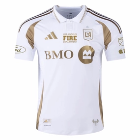 adidas LAFC Authentic Away Jersey w/ MLS   Apple   Ford & LAFD Logo 25/26 (White/Gold) Performance Apparel