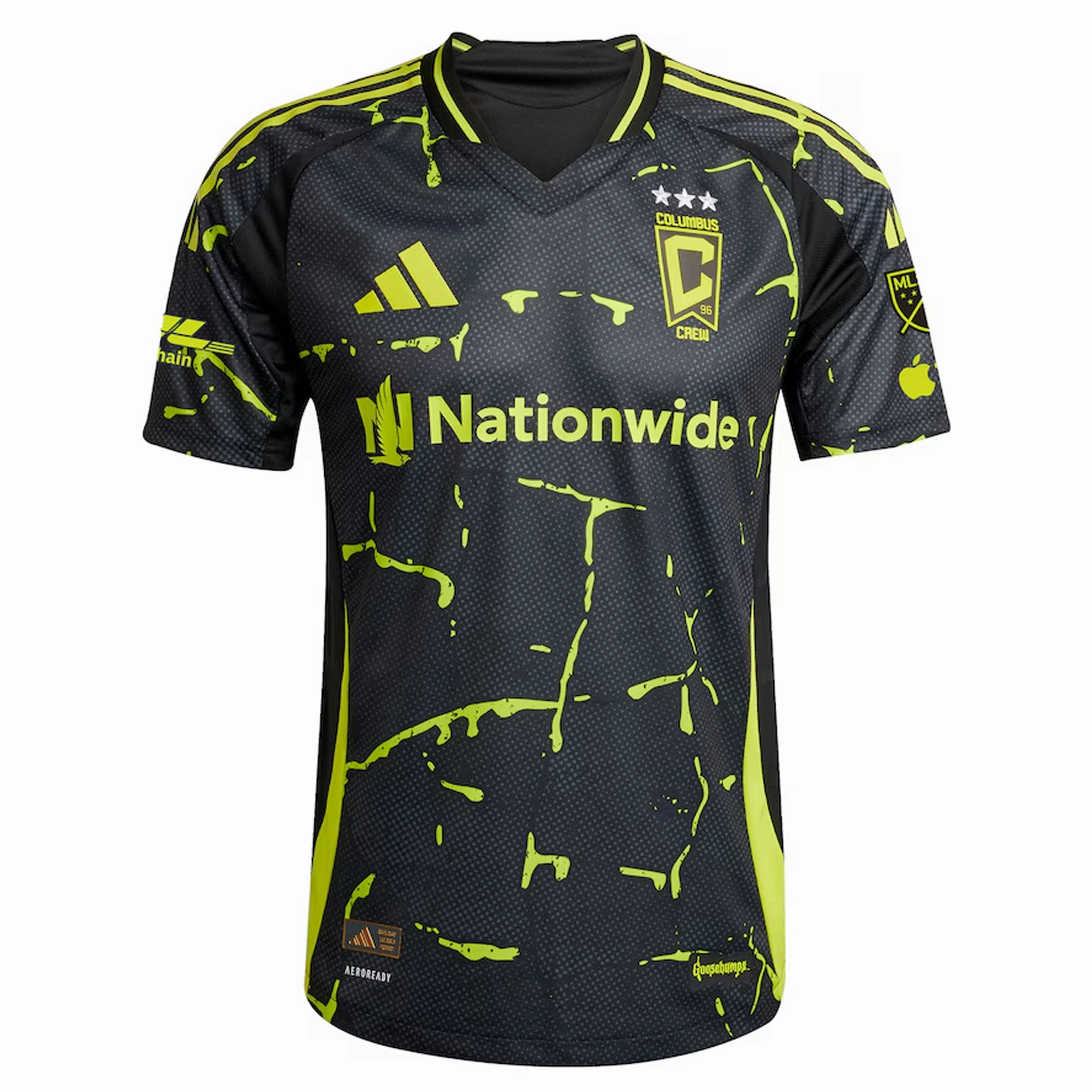 Friction Free Seams adidas Lassi Lappalainen Columbus Crew Authentic Away Jersey w/ MLS Patches 25/26 (Black/Yellow)