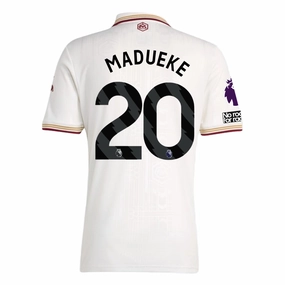 Clean Finish Zero Waste Manufacturing Process adidas Madueke Men's Arsenal FC Third Jersey 25/26 w/ NRFR   EPL Patches (White/Burgundy)