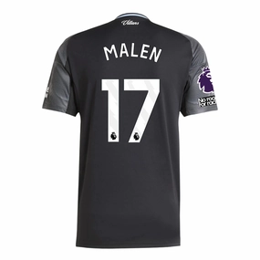 Static Resistant Fabric Daily Comfort adidas Malen Men's Aston Villa 25/26 Away Jersey w/ EPL   NRFR Patches (Black/Global Blue)