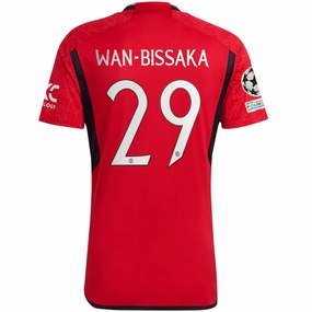 adidas Manchester United Aaron Wan-Bissaka Home Jersey 23/24 w/ Champions League Patches (Team College Red) All Purpose
