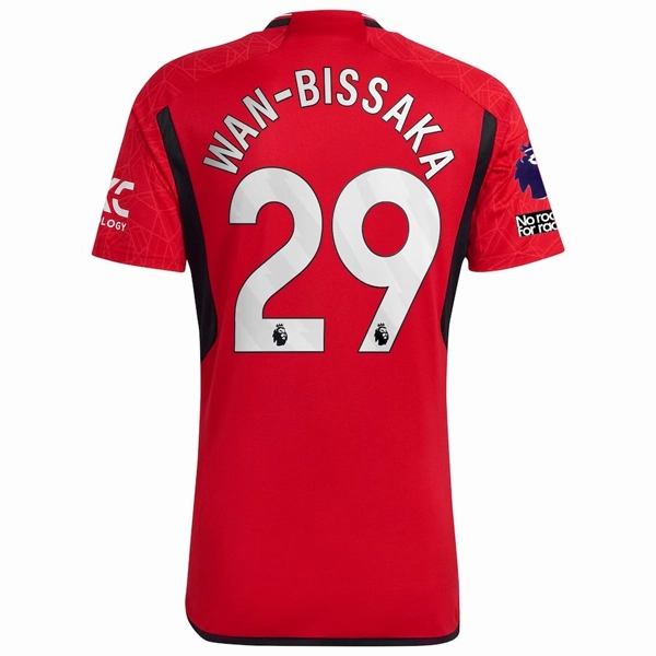 adidas Manchester United Aaron Wan-Bissaka Home Jersey 23/24 w/ EPL   No Room For Racism Patches (Team College Red) Street Fit Motion Gear
