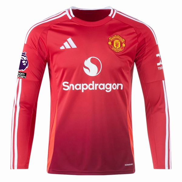 adidas Manchester United Alejandro Garnacho Long Sleeve Home Jersey w/ EPL   No Room For Racism Patches24/25 (Red) Durable Recycled Blend Seamless Knitting