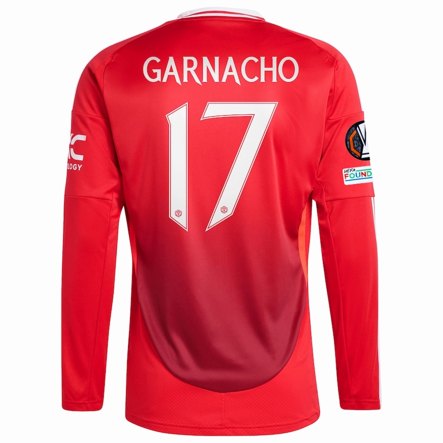 Rugged Wear adidas Manchester United Alejandro Garnacho Long Sleeve Home Jersey w/ Europa League Patches 24/25 (Red)