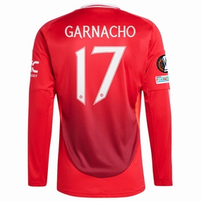 Indoor Workout Practical Wear adidas Manchester United Alejandro Garnacho Long Sleeve Home Jersey w/ Europa League Patches 24/25 (Red)
