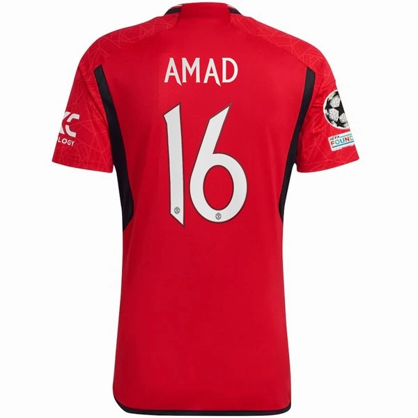 adidas Manchester United Amad Diallo Home Jersey 23/24 w/ Champions League Patches (Team College Red) Double Layered Edging