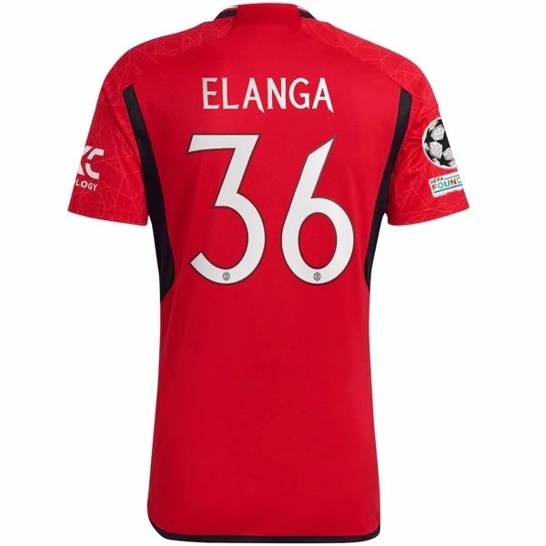 Stretch Comfort adidas Manchester United Anthony Elanga Home Jersey 23/24 w/ Champions League Patches (Team College Red)