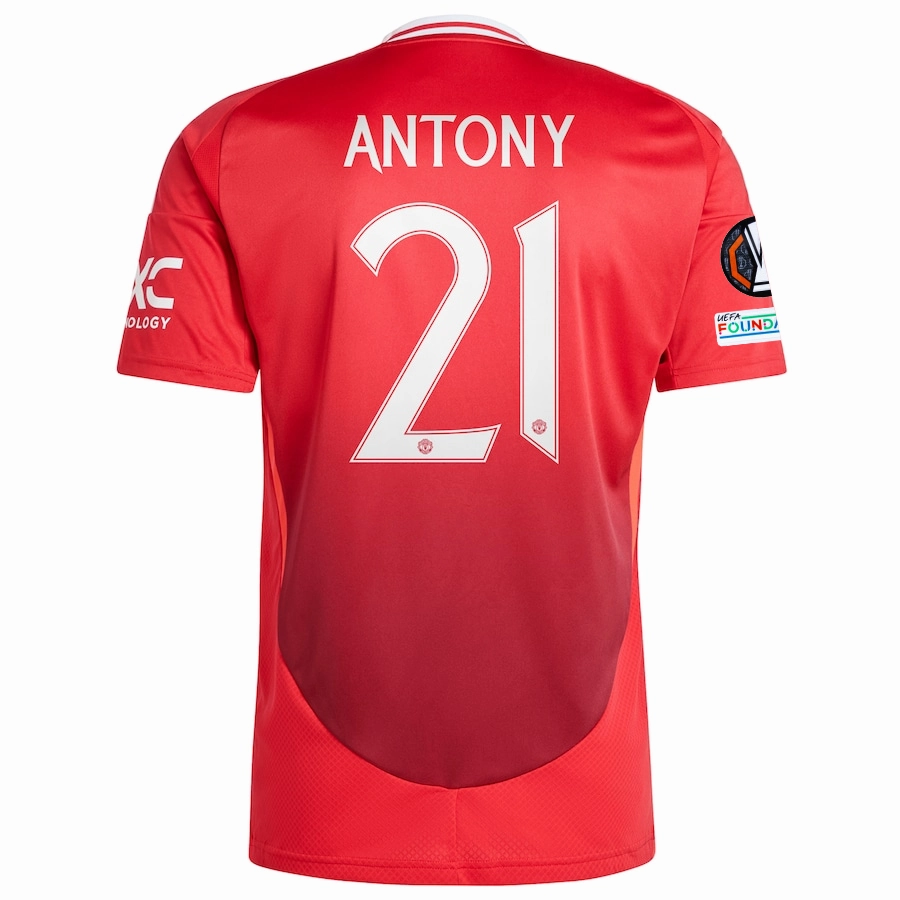 adidas Manchester United Antony Home Jersey w/ Europa League Patches 24/25 (MUFC Red) Reflective Detailing