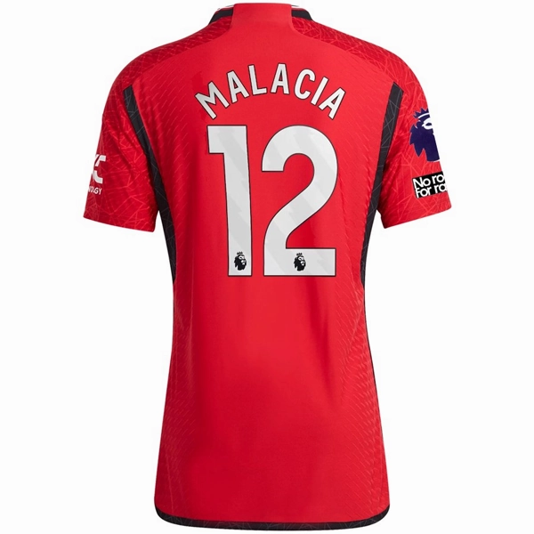 Non Restrictive Mobility Cut adidas Manchester United Authenitc Tyrell Malacia Home Jersey 23/24 w/ EPL   No Room For Racism Patches (Team College Red)