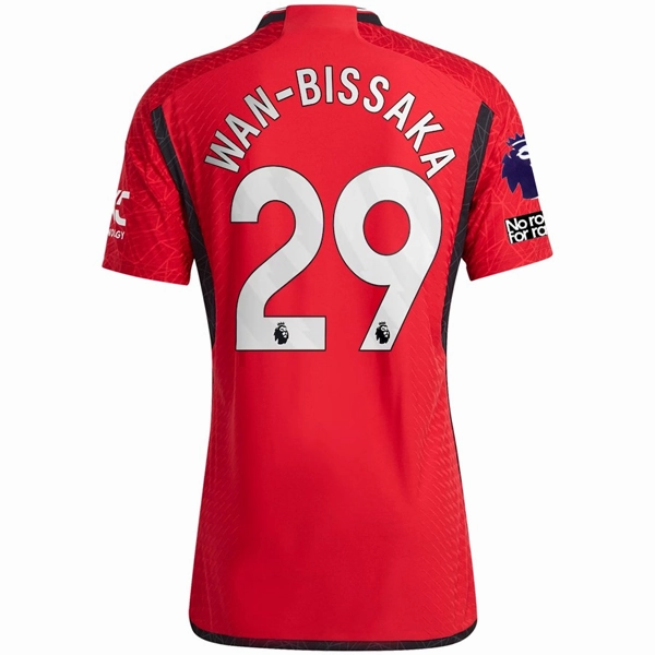 Ribbed Hem Detail Hybrid Ply Construction adidas Manchester United Authentic Aaron Wan-Bissaka Home Jersey 23/24 w/ EPL   No Room For Racism Patches (Team College Red)