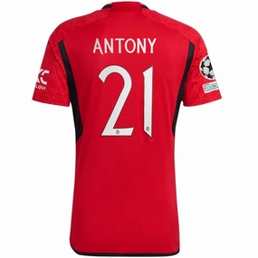 adidas Manchester United Authentic Antony Home Jersey 23/24 w/ Champions League Patches (Team College Red) Tear Resistant Weave