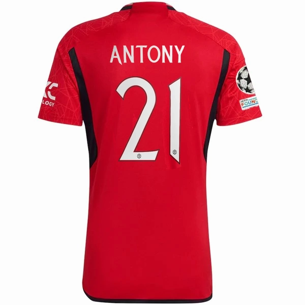 Multipanel Construction Non Binding Armholes adidas Manchester United Authentic Antony Home Jersey 23/24 w/ Champions League Patches (Team College Red)