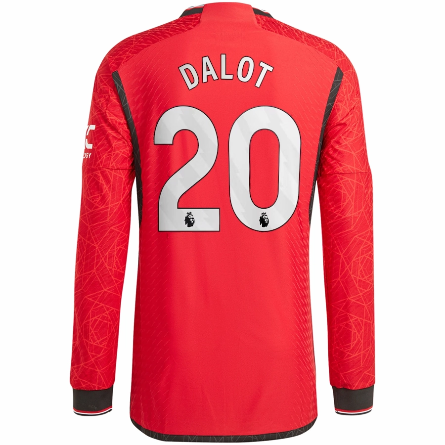 Layered construction Functional Fit adidas Manchester United Authentic Diogo Dalot Long Sleeve Home Jersey w/ EPL   No Room For Racism Patches 23/24 (Team College Red)