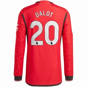 Layered construction Functional Fit adidas Manchester United Authentic Diogo Dalot Long Sleeve Home Jersey w/ EPL   No Room For Racism Patches 23/24 (Team College Red)