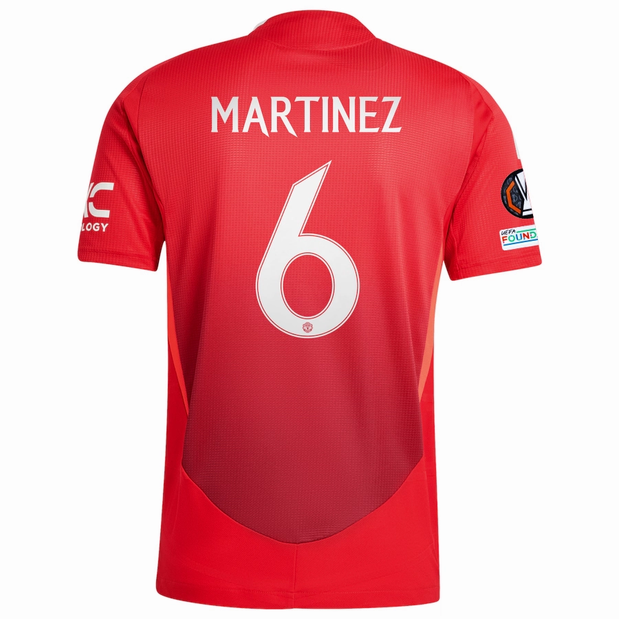 adidas Manchester United Authentic Lisandro Martinez Home Jersey w/ Europa League Patches 24/25 (MUFC Red/Bright Red) Ultimate Comfort Flexible Neck Opening