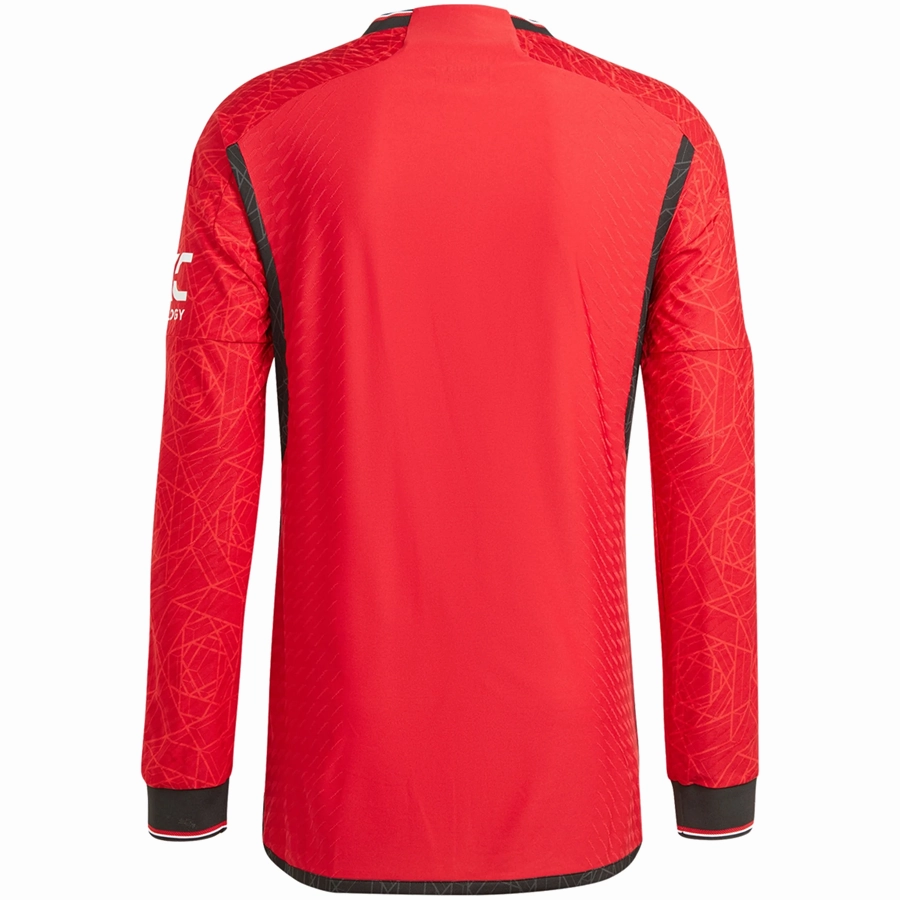 adidas Manchester United Authentic Long Sleeve Home Jersey 23/24 (Team College Red) Temperature Regulating Material Ergonomic Articulated Sleeve