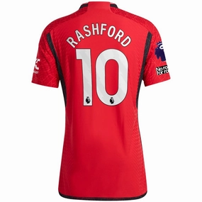 adidas Manchester United Authentic Marcus Rashford Home Jersey 23/24 w/ EPL   No Room For Racism Patches (Team College Red) Casual Activewear Fade Resistant Dyeing