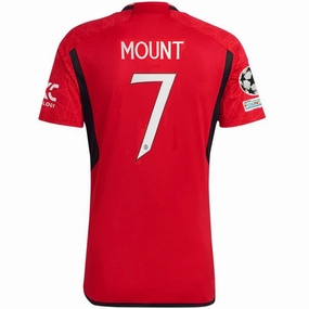 adidas Manchester United Authentic Mason Mount Home Jersey 23/24 w/ Champions League Patches (Team College Red) Raglan Sleeve Construction