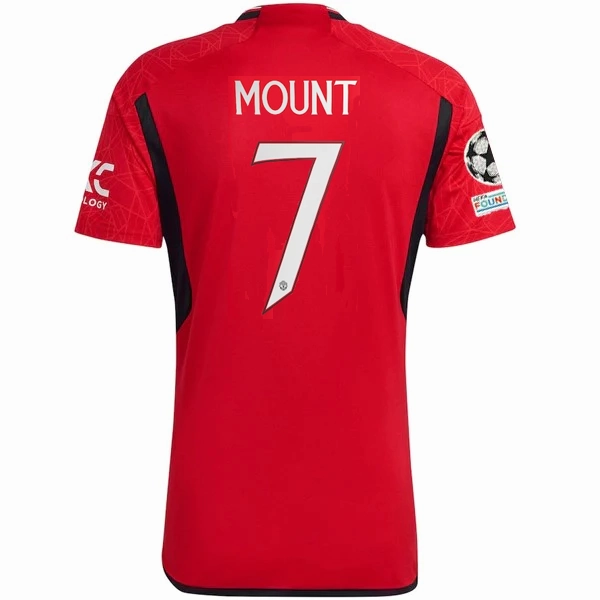 adidas Manchester United Authentic Mason Mount Home Jersey 23/24 w/ Champions League Patches (Team College Red) Raglan Sleeve Construction