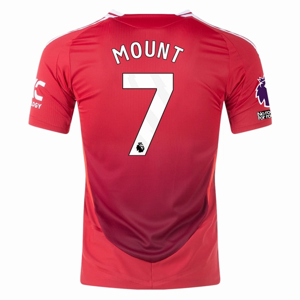 adidas Manchester United Authentic Mason Mount Home Jersey w/ EPL   No Room For Racism Patches 24/25 (MUFC Red/Bright Red) Odor Resistant Clothing Tech Wrinkle Resistant Finish
