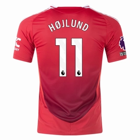 Sleek Comfort adidas Manchester United Authentic Rasmus H?jlund Home Jersey w/ EPL   No Room For Racism Patches 24/25 (MUFC Red/Bright Red)