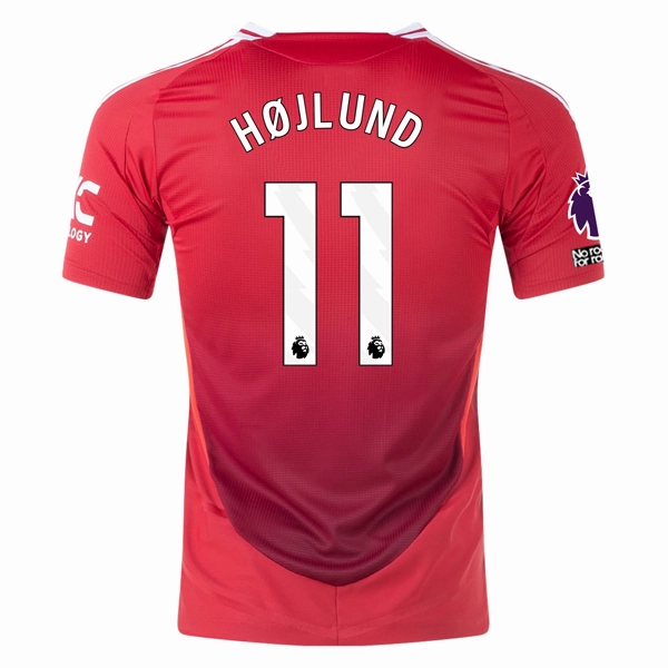 adidas Manchester United Authentic Rasmus H?jlund Home Jersey w/ EPL   No Room For Racism Patches 24/25 (MUFC Red/Bright Red) Reinforced Shoulder Panels Peak Comfort
