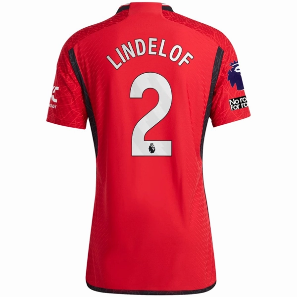 Anti Static Finish adidas Manchester United Authentic Victor Lindelof Home Jersey 23/24 w/ EPL   No Room For Racism Patches (Team College Red)