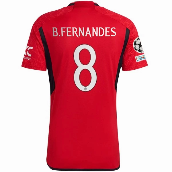 Heat Ready adidas Manchester United Bruno Fernandes Home Jersey 23/24 w/ Champions League Patches (Team College Red)