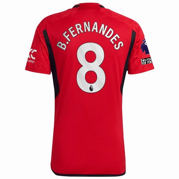 adidas Manchester United Bruno Fernandes Home Jersey 23/24 w/ EPL   No Room For Racism Patches (Team College Red) Soft Layers Practical Wear