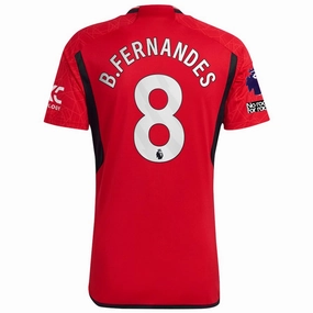 adidas Manchester United Bruno Fernandes Home Jersey 23/24 w/ EPL   No Room For Racism Patches (Team College Red) Soft Layers Practical Wear