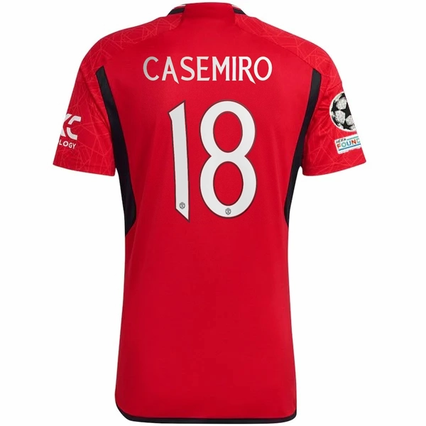 adidas Manchester United Casemiro Home Jersey 23/24 w/ Champions League Patches (Team College Red) Odor Control Treatment