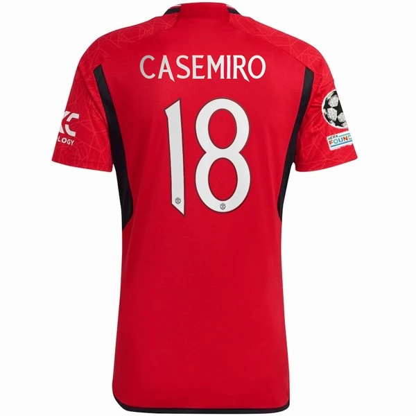 Stretch performance Layer Friendly adidas Manchester United Casemiro Home Jersey 23/24 w/ Champions League Patches (Team College Red)