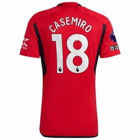 adidas Manchester United Casemiro Home Jersey 23/24 w/ EPL   No Room For Racism Patches (Team College Red) tech fabric Crisp Look