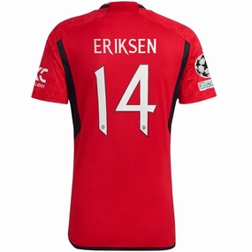 Dynamic Fit Technology Bold Colorway adidas Manchester United Christian Eriksen Home Jersey 23/24 w/ Champions League Patches (Team College Red)