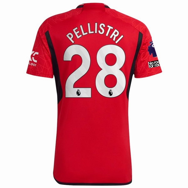 adidas Manchester United Facundo Pellistri Home Jersey 23/24 w/ EPL   No Room For Racism Patches (Team College Red) Running Style 3D Knit Seamless Pattern