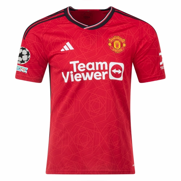 Tagless Neckline adidas Manchester United Hannibal Mejbri Home Jersey 23/24 w/ Champions League Patches (Team College Red)