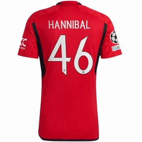 adidas Manchester United Hannibal Mejbri Home Jersey 23/24 w/ Champions League Patches (Team College Red) Athlete Focus
