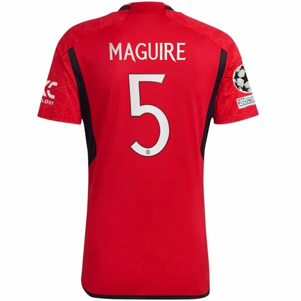 adidas Manchester United Harry Maguire Home Jersey 23/24 w/ Champions League Patches (Team College Red) Performance Fit