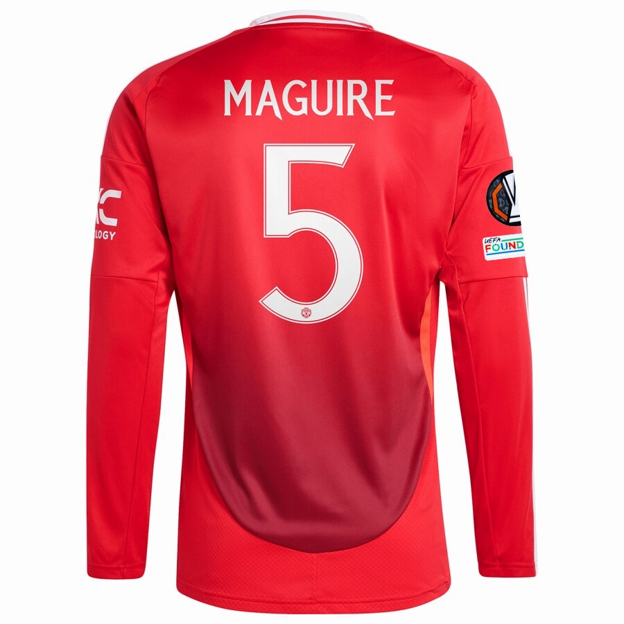 Reinforced Armholes adidas Manchester United Harry Maguire Long Sleeve Home Jersey w/ Europa League Patches 24/25 (Red)